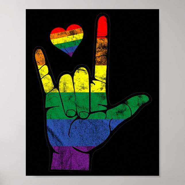 Póster Pride Asl Idiomas De Rótulo Lgbt Mes De Conciencia (Frente)