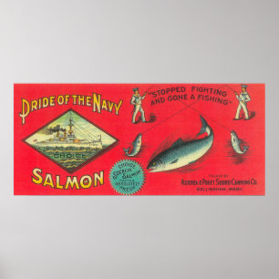 Póster Pride of the Navy Salmon Can Label