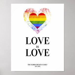 Póster Pride Rainbow Heart Lesbian Gay Families