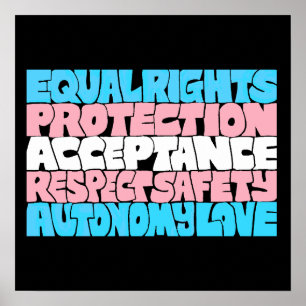 Póster PRIDE Trans rights word art bandera LGBT cita rega