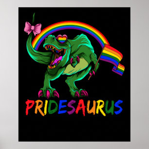 Póster Pridesaurus Pride Gay T-Rex Dino Rainbow