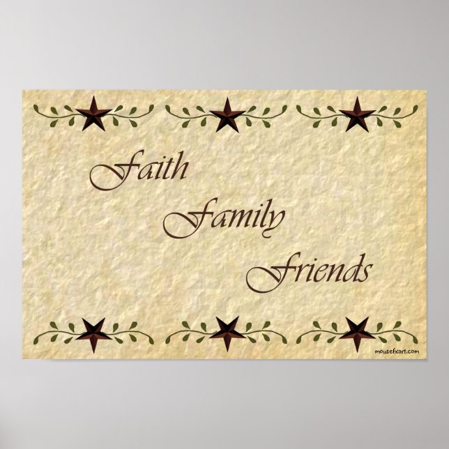Póster Prim Faith Family Friends Imprimir (Frente)
