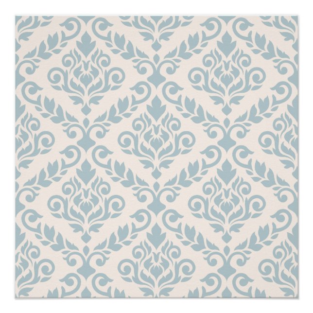 Póster Prima Damask Big Ptn Blue en crema (Anverso)