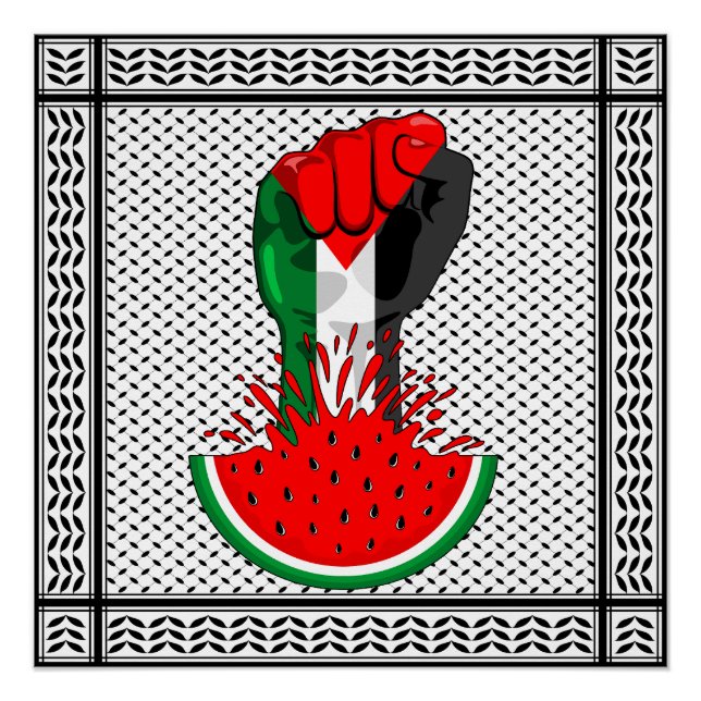 Póster Prima de resistencia palestina sobre la sandía (Anverso)