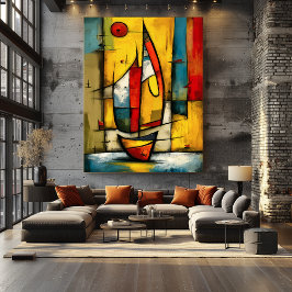 Póster Primal Voyage — Abstract Expressionist Sailboat