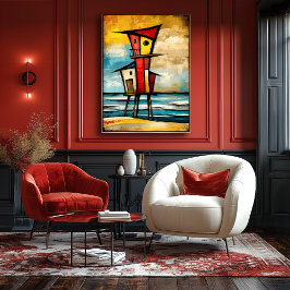 Póster Primal Watch — Abstract Expressionist Beach Tower