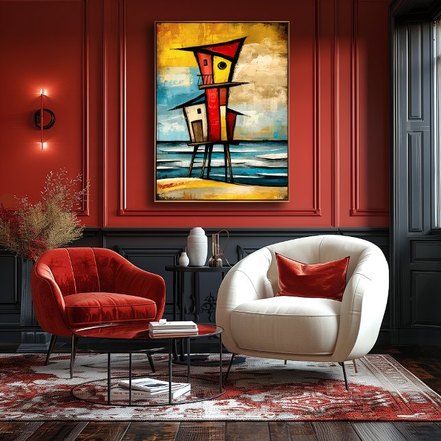 Póster Primal Watch — Abstract Expressionist Beach Tower (Subido por el creador)