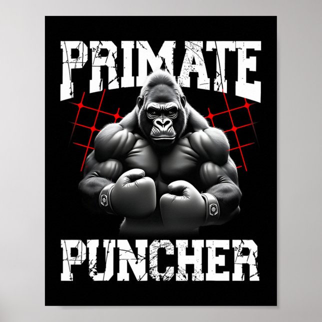 Póster Primate Puncher Boxing Muscular Gorilla Boxer Ape (Frente)