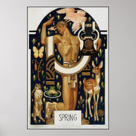 Póster PRIMAVERA Art Deco - Apolo y animales