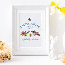 Póster Primavera Aves Baby Shower Diaper Raffle Table Rót
