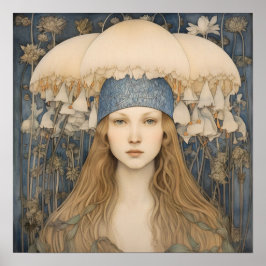 Póster Primavera Bluebell Flower Girl Art Print