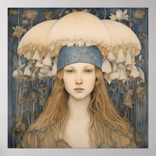 Póster Primavera Bluebell Flower Girl Art Print