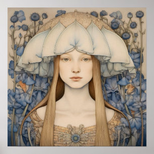 Póster Primavera Bluebell Flower Girl Art Print