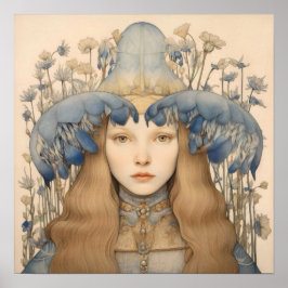 Póster Primavera Bluebell Flower Girl Art Print