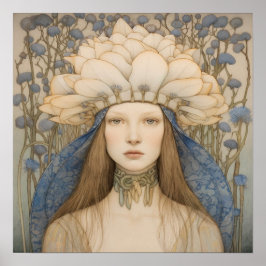 Póster Primavera Bluebell Flower Girl Art Print