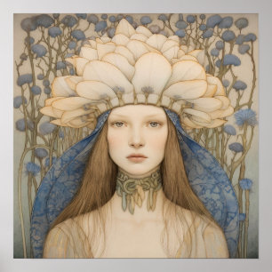 Póster Primavera Bluebell Flower Girl Art Print
