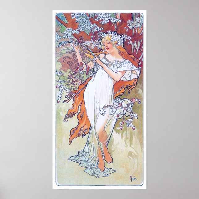 Póster Primavera (cuatro estaciones), Alphonse Mucha (Frente)