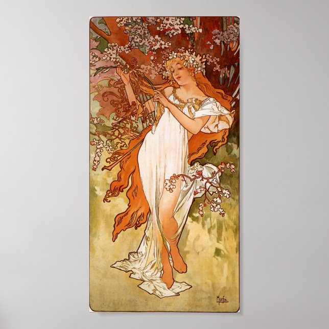 Póster Primavera de Alphons Mucha (Frente)