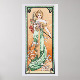 Póster Primavera de Bonito Art Nouveau por Alphonse Mucha