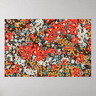 Póster Primavera de moda floral, vestido de mujer de vera