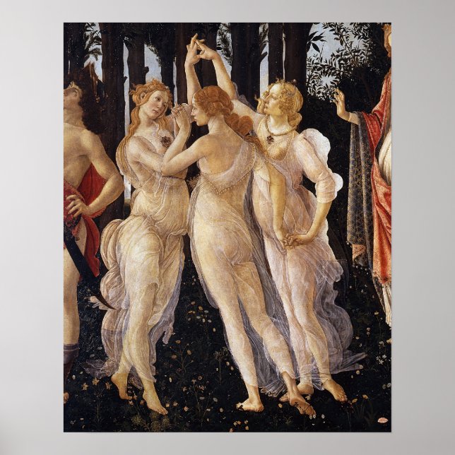 Póster Primavera, de tres grados, por Sandro Botticelli (Frente)