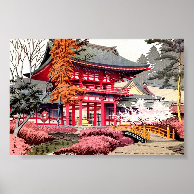 Póster Primavera del Templo Rojo Japonés (Frente)