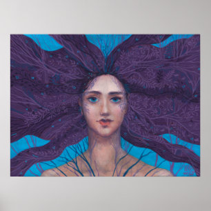 Póster Primavera Diosa Fantasía Retrato Surreal