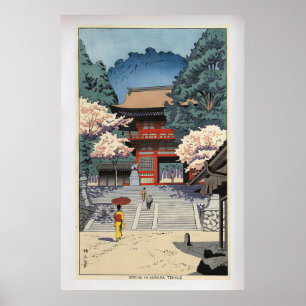 Póster Primavera en el templo Kurama Vintage japonés