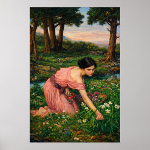 Póster Primavera extiende una verde falda de flores