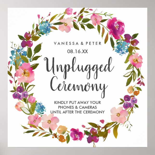 Póster Primavera Floral Floral Boda sin conexión Rótulo d (Frente)