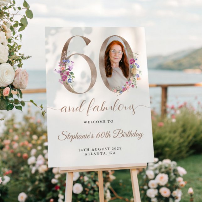 Póster Primavera Floral Foto 60 cumpleaños Bienvenida (Subido por el creador)