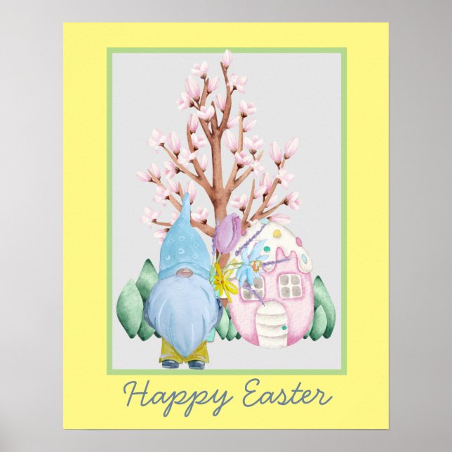 Póster Primavera Gnome Hogar Feliz Pascua (Frente)