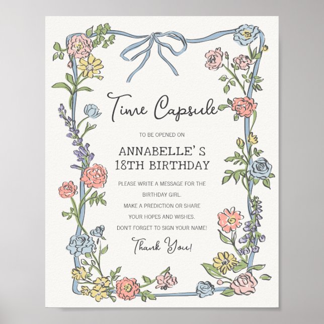 Póster Primavera Jardín Fiesta Cápsula de cumpleaños flor (Frente)