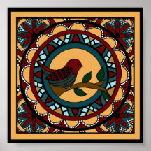 Primavera pájaro Mandala-print