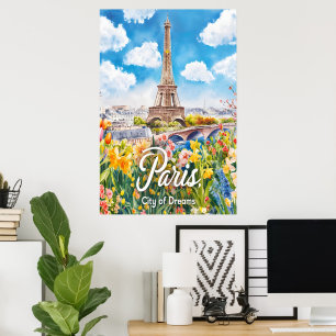 Póster Primavera parisina: La Torre Eiffel florece