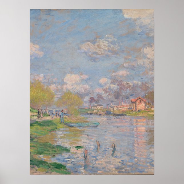 Póster Primavera por el Sena de Monet Impresionista (Frente)
