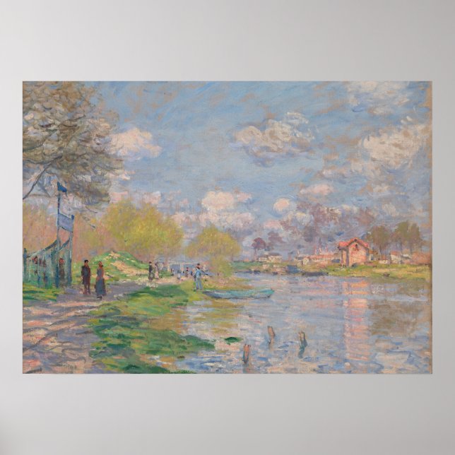 Póster Primavera por el Sena de Monet Impresionista (Frente)
