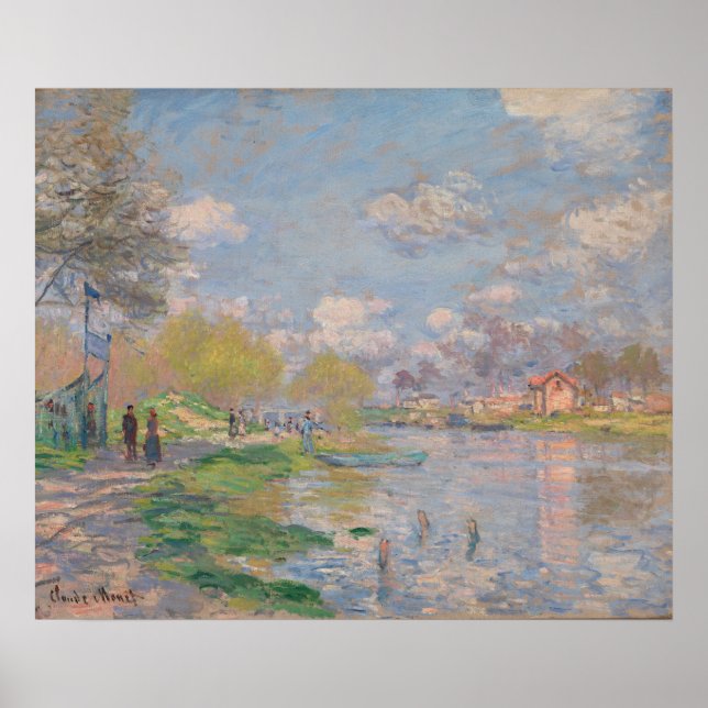 Póster Primavera por el Sena de Monet Impresionista (Frente)
