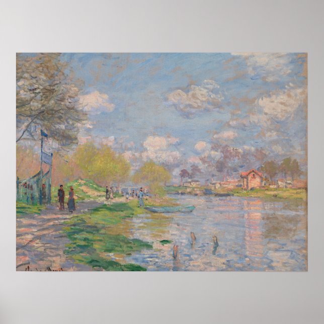 Póster Primavera por el Sena de Monet Impresionista (Frente)
