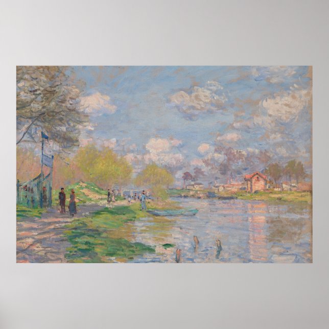 Póster Primavera por el Sena de Monet Impresionista (Frente)
