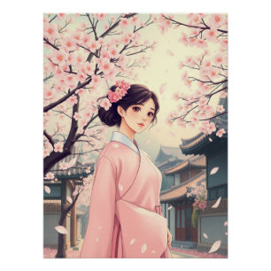 Póster Primavera retro en corea