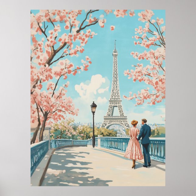 Póster Primavera romántica en París (Frente)