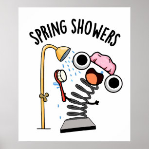 Póster Primavera Showers divertida temporada de Pun