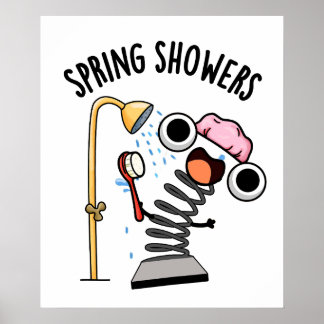 Póster Primavera Showers divertida temporada de Pun