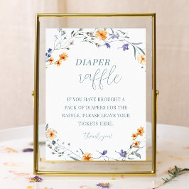 Póster Primavera verano Floral Baby Shower Diaper Raffle