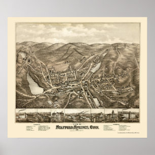 Póster Primaveras de Stafford, mapa panorámico del CT -