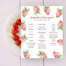 Póster Primer aniversario de fresa Cumpleaños