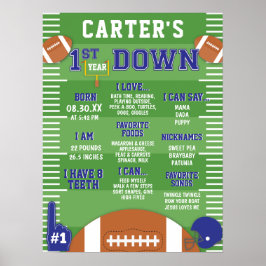 Póster Primer año de espuma de primer cumpleaños del fútb