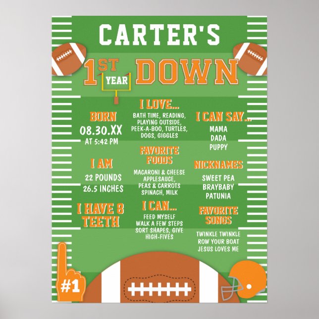 Póster Primer año de espuma por primer cumpleaños en el f (Frente)