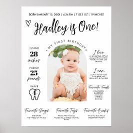 Póster Primer año de la Junta de Bebé Primer cumpleaños